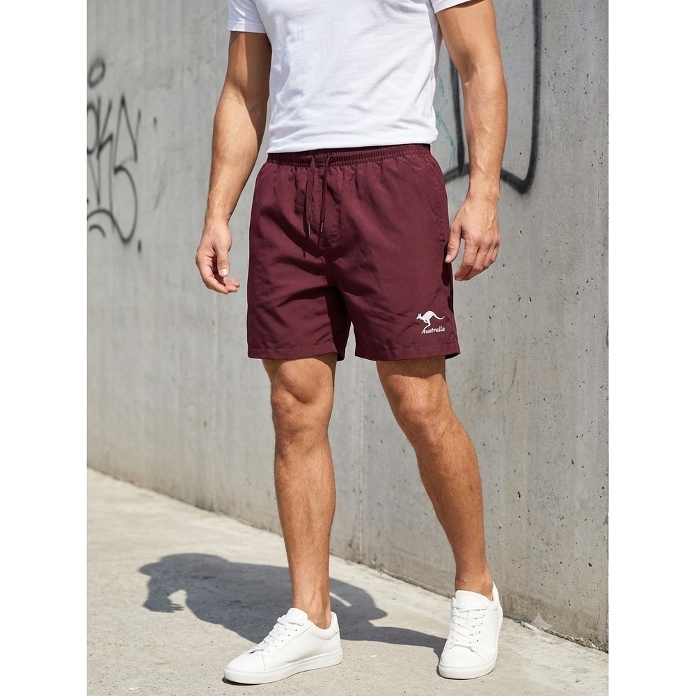 Structure Mens Australia Kangaroo Athletic Shorts vintage Burgundy Size‎ L Large